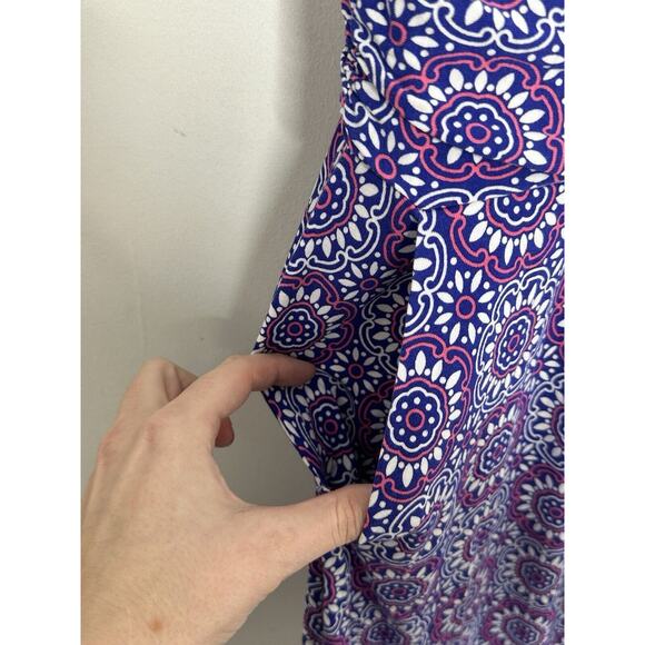 Boden Women’s White Purple Medallion Print Cap Sleeve Jersey Dress Size 4 - Picture 3 of 5